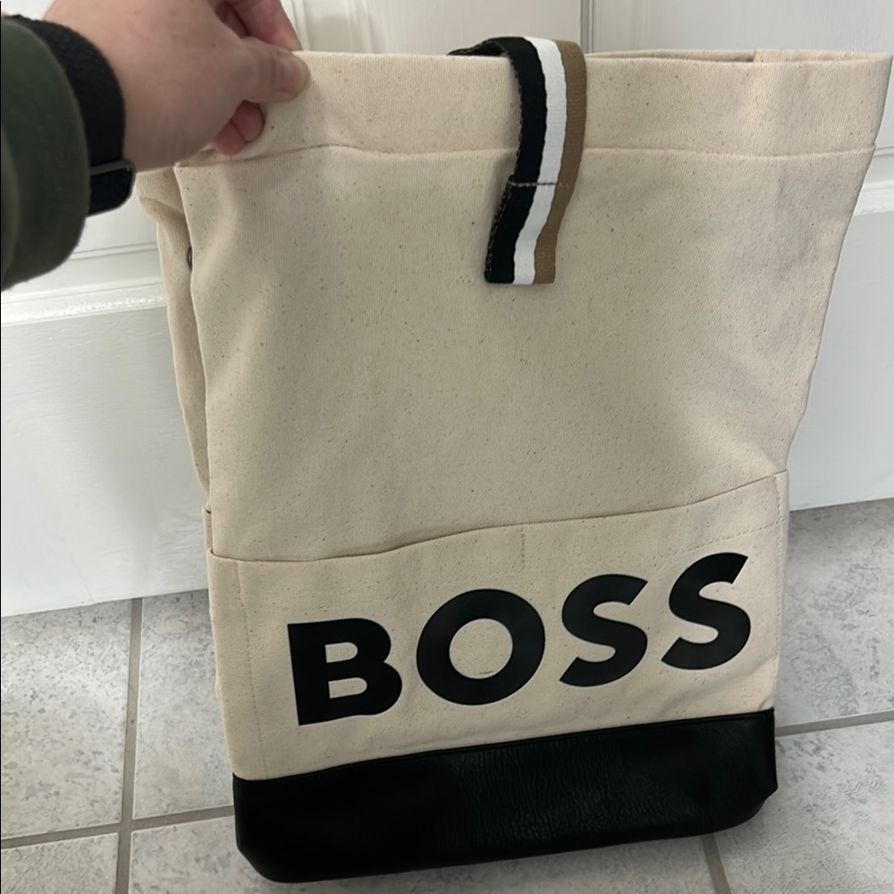 BOSS Cream and Black Men's Bag